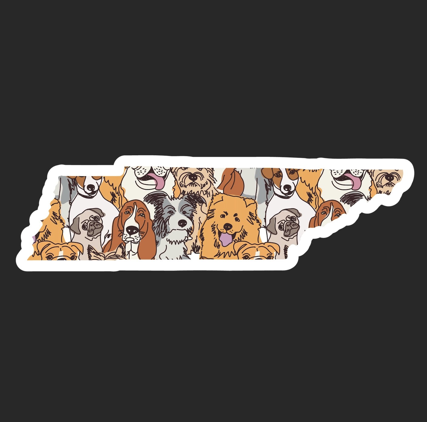 Dog Pattern Tennessee Shaped Sticker