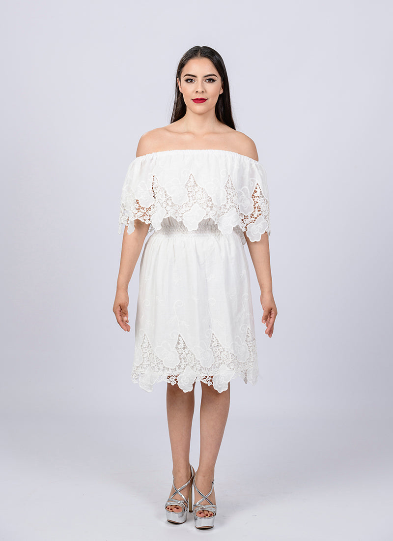 white off the shoulder mexican dress