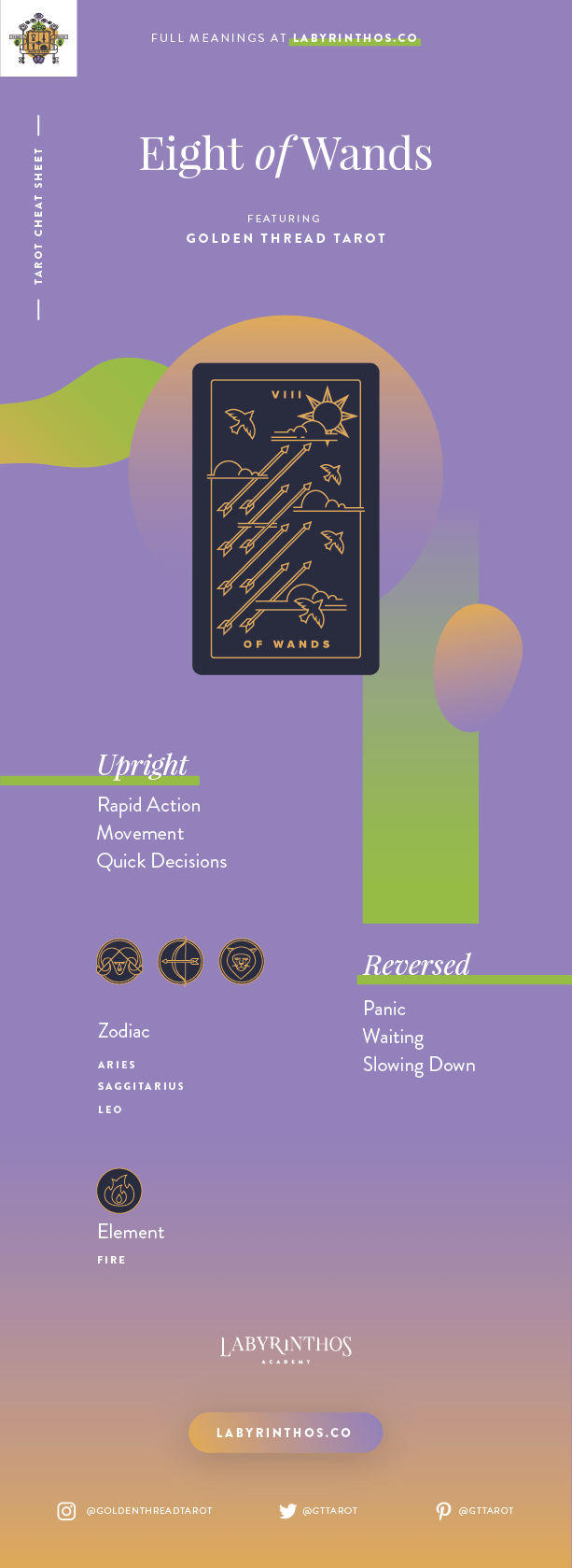 Eight of Wands Tarot Card Meaning, Tarot Oak