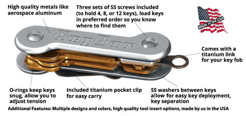 KEYBAR Titanium Cratered Pocket Key Organizer - EKnives LLC