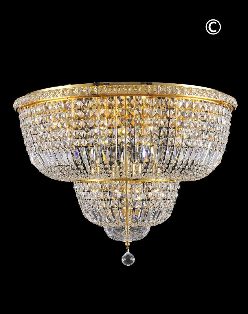 Empress Flush Mount Basket Chandelier Gold W 70cm