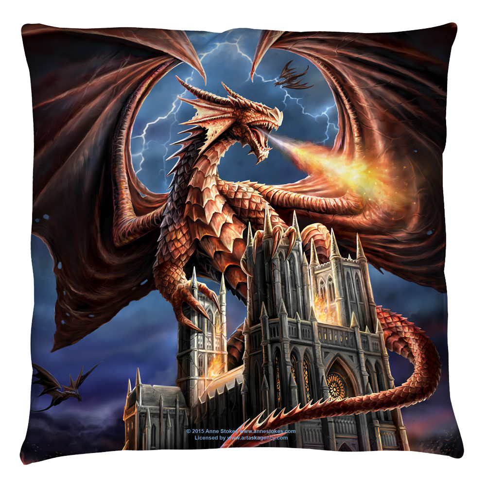 Anne Stokes Dragon's Fury Throw Pillow