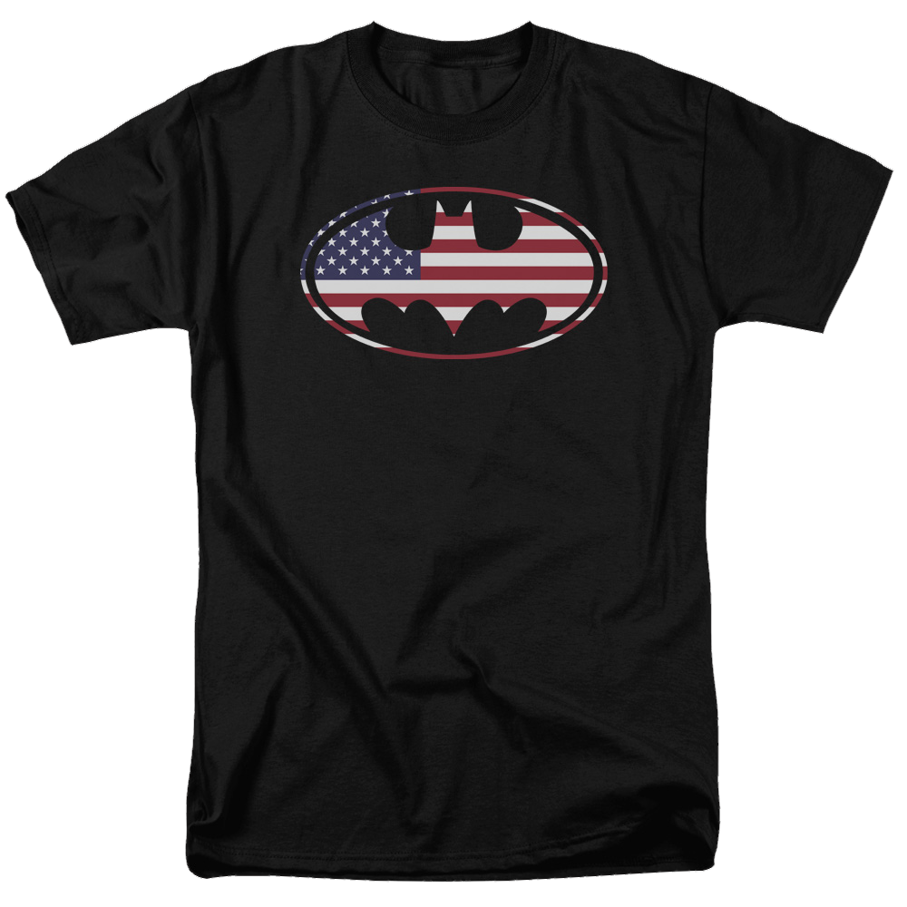 Batman American Flag Oval - Men's Regular Fit T-Shirt