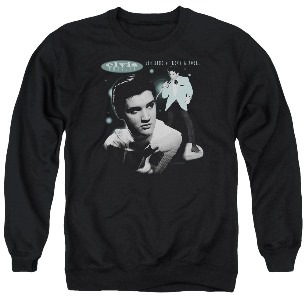 Elvis Presley Teal Portrait - Men's Crewneck Sweatshirt