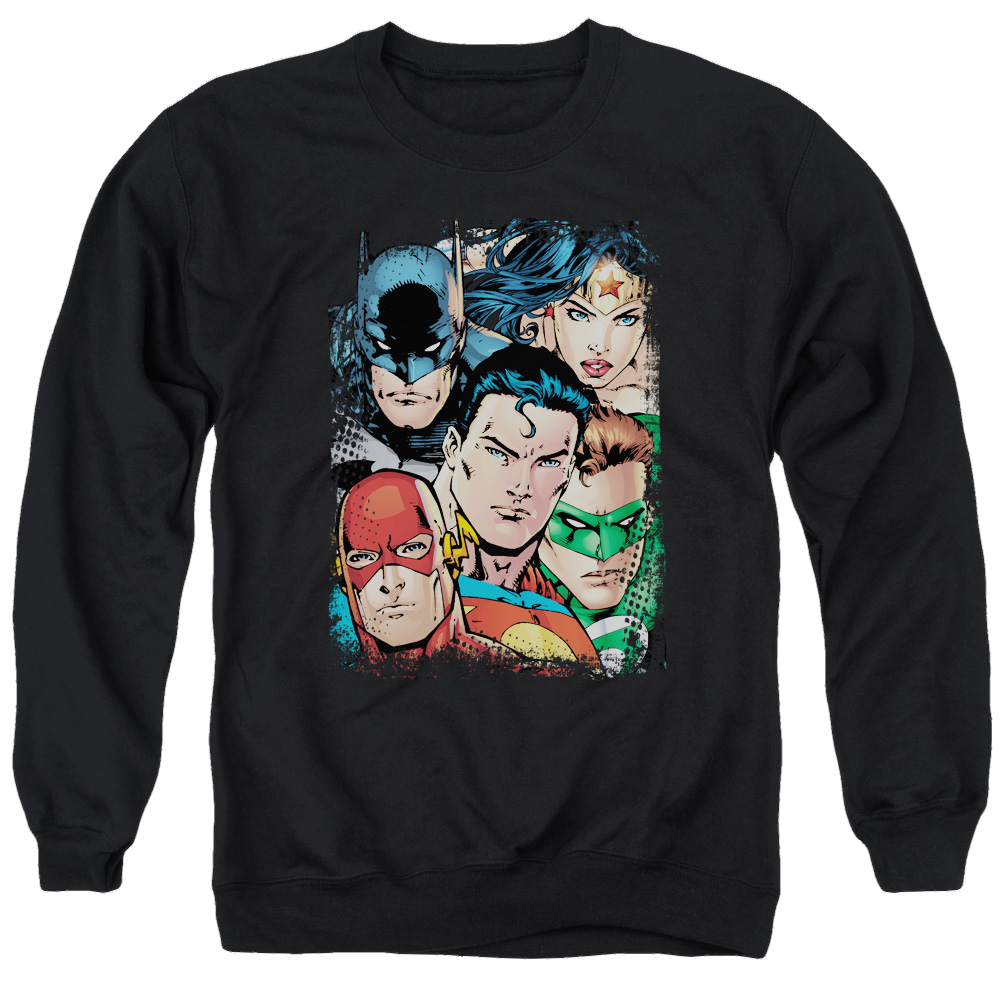 Justice League Up Close And Personal Men's Crewneck Sweatshirt