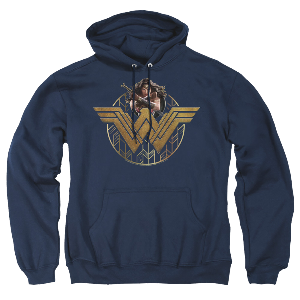 Wonder Woman Power Stance And Emblem Pullover Hoodie