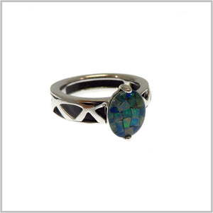 HG30.177 Triple Opal & Black Agate Ring