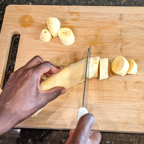 Plantain Peeled and being chopped