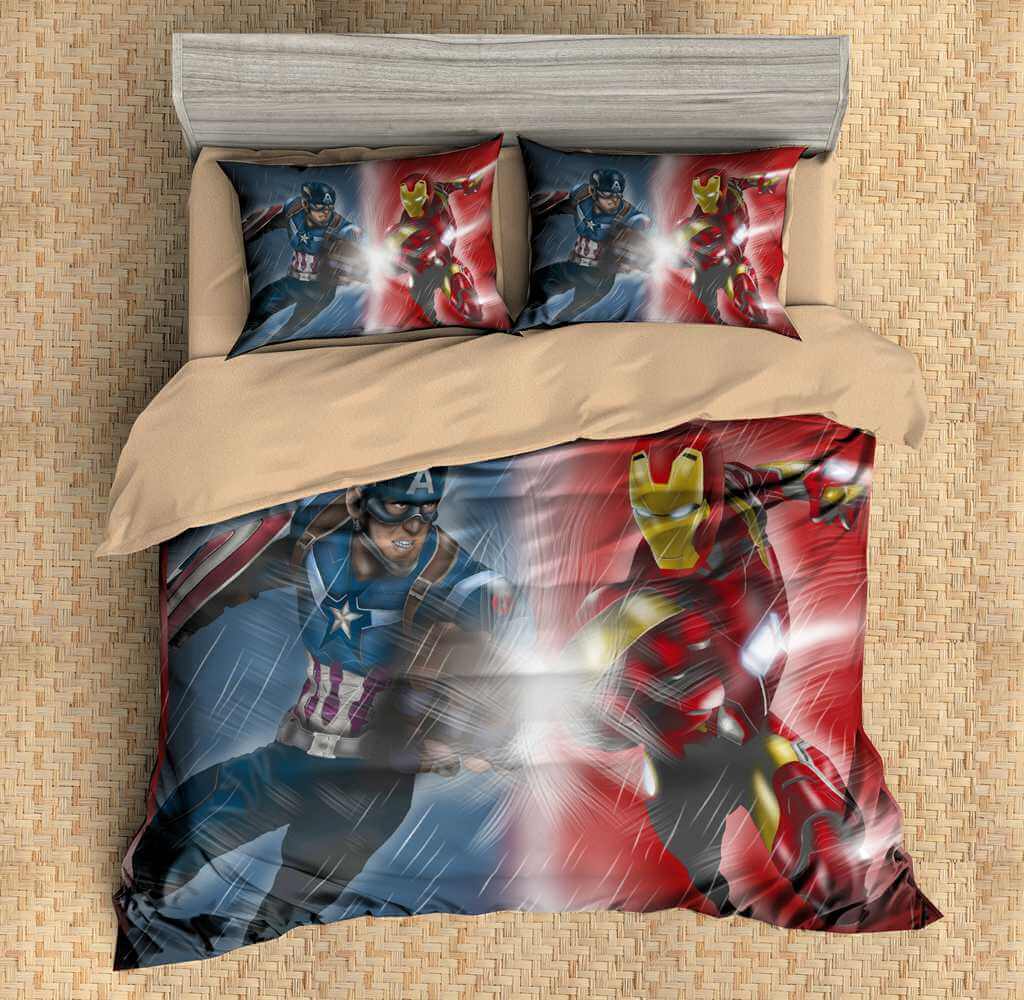 3d Customize Captain America Vs Iron Man Bedding Set Duvet Cover