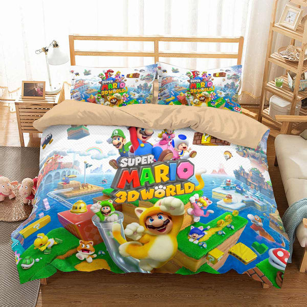 3d Customize Super Mario 3d World Bedding Set Duvet Cover Set