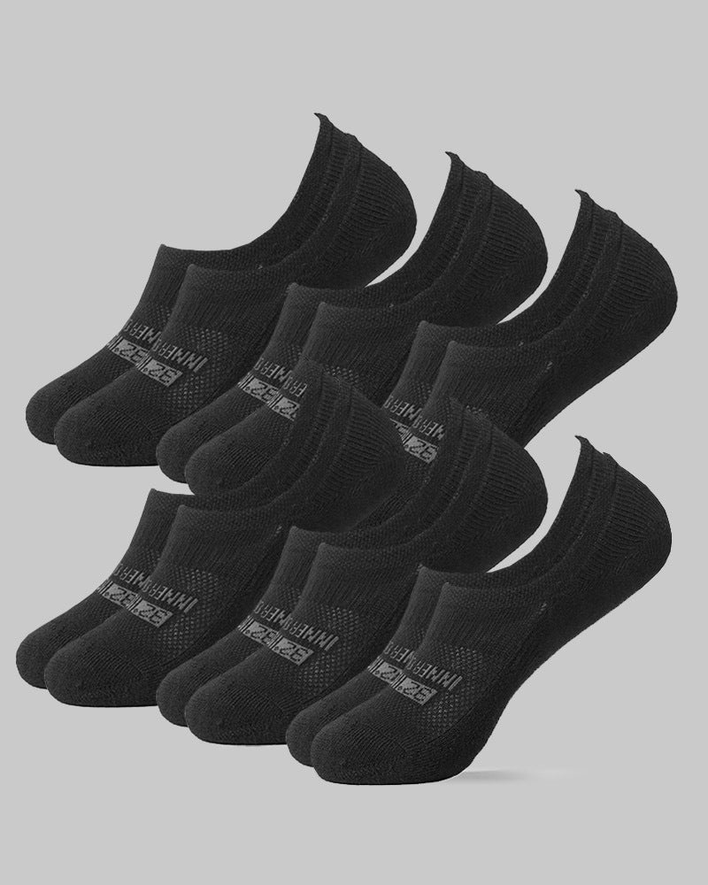 Men's Breathable No Show Socks Black, 6 Pack, Size 6-12