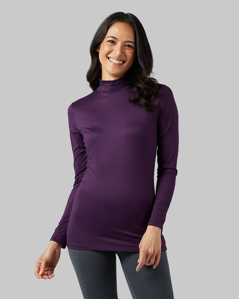 32 Degrees Women's Mock-Neck Long-Sleeve Top - Heather Fig Purple - Size XXL