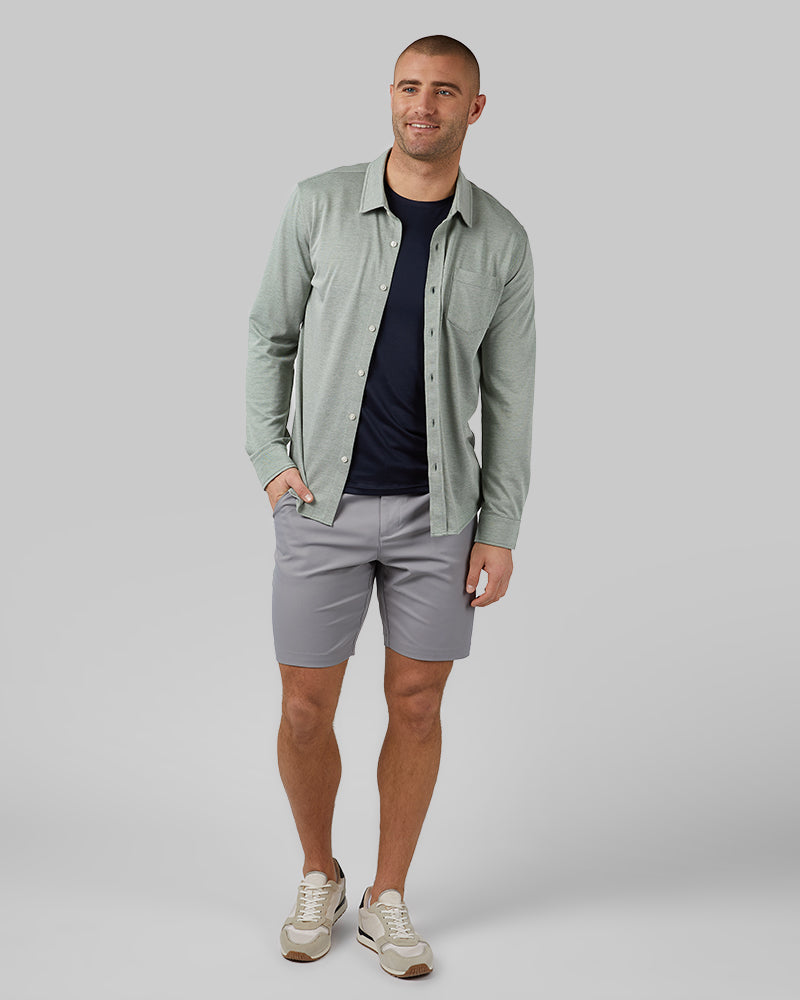 MEN'S CASUAL KNIT LONG SLEEVE BUTTON-UP