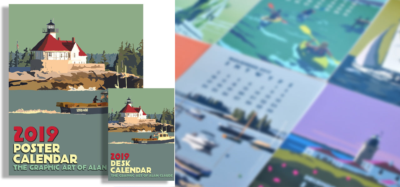 Classic Lighthouses  The Graphic Art of Alan Claude 2019 Wall Calendar