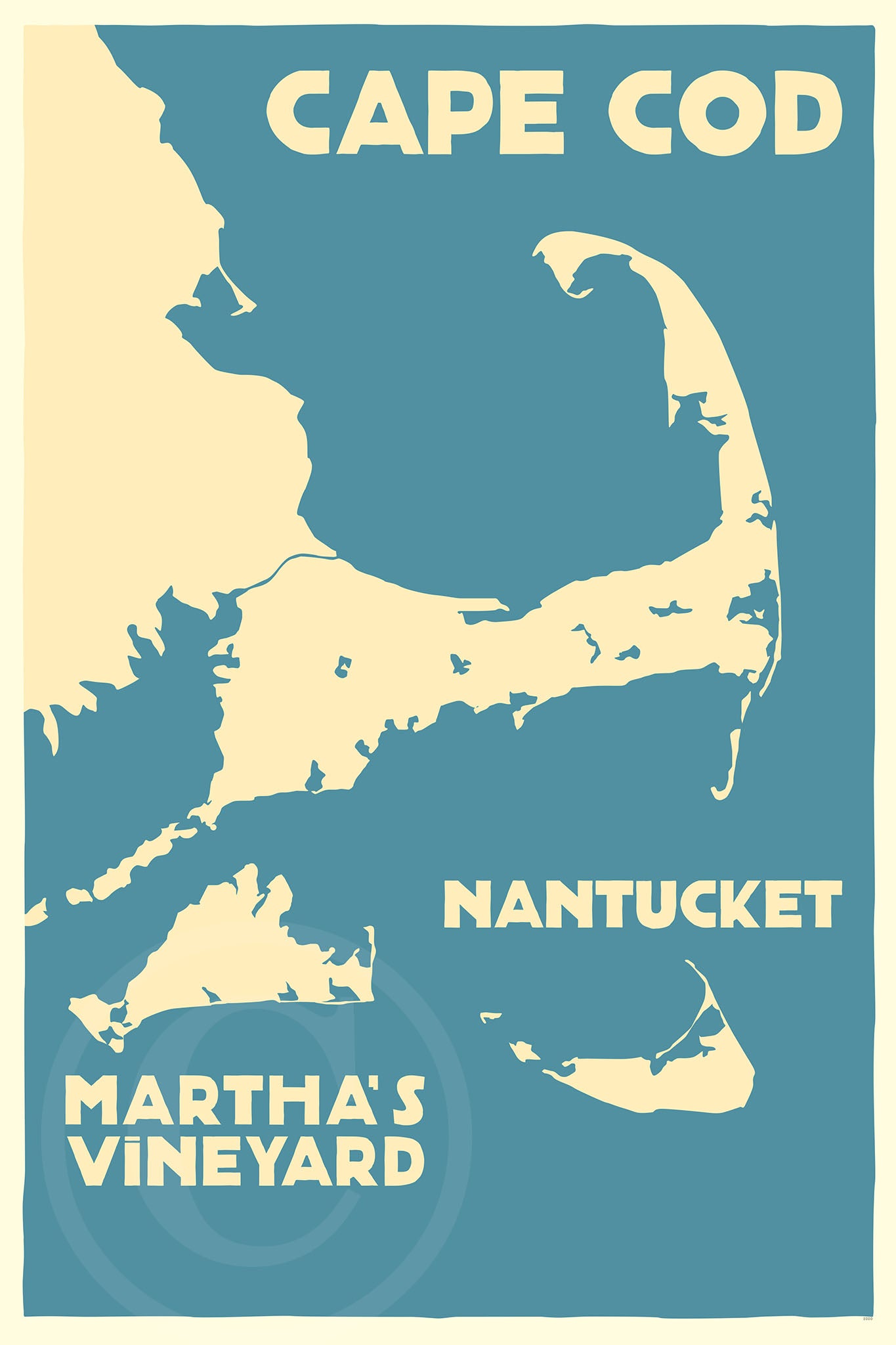 Cape Cod Martha S Vineyard Nantucket Map Art Print 24 X 36 Travel   24x36 CapeCodcopy 2048x 