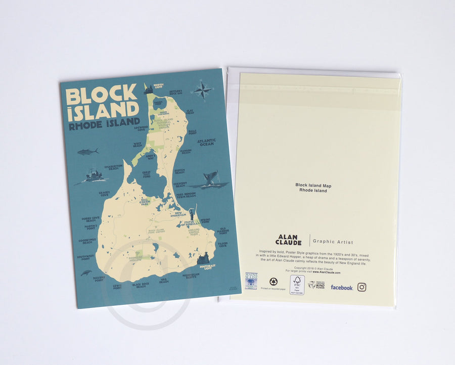 Block Island Map Alan Claude