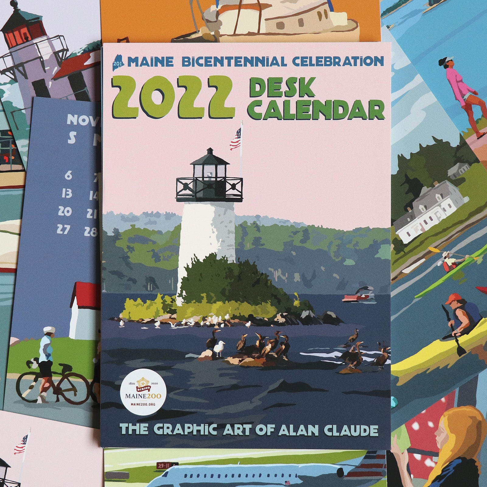 2022 Art Desk Calendar 5X7 Poster Style Of Maine And New England - Alan Claude Gallery