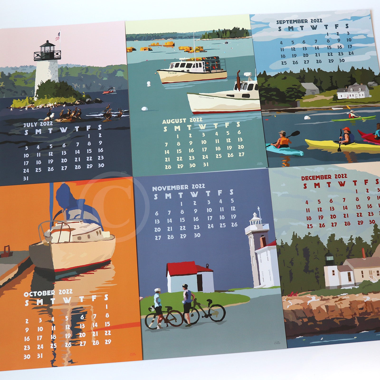 2022 Poster Art Calendar 11X14 Poster Style Of Maine And New England - Alan Claude Gallery