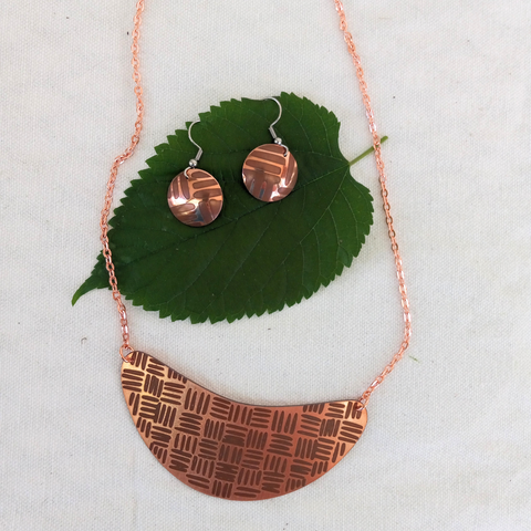 Pottery gorget and earrings