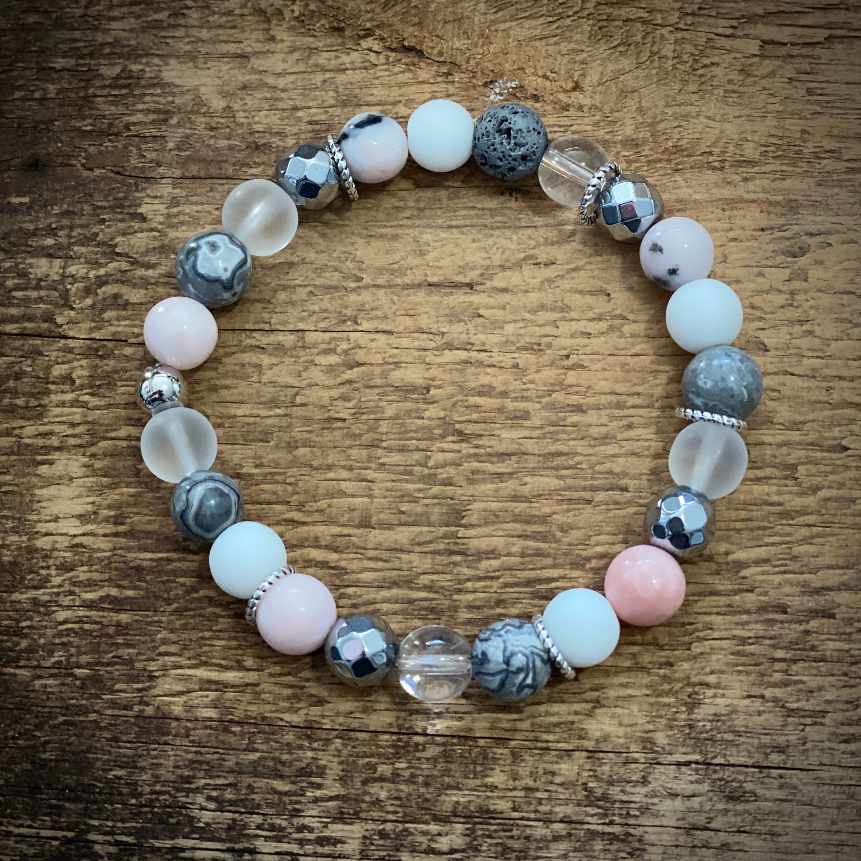 Happy Bracelets - pink and grey combination – Freckle Face Jewellery