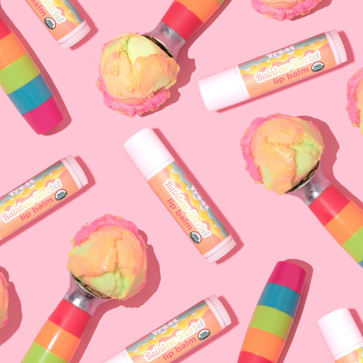 Rainbow Sherbet Jumbo Lip Balm Organic And Tasty Lip Balms By Treat Beauty 