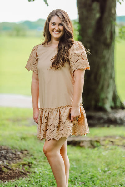 Beige Embroidered Dress - Tiger Lily Boutique TN
