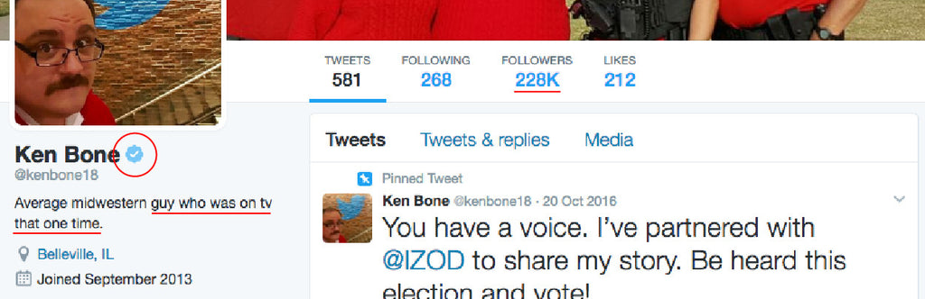 a great example of this is ken bone who got verified on twitter after his appearance at the 2016 presidential debate went viral - why do i have less instagram followers