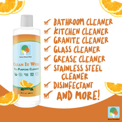 Clean It Well all purpose household cleaner is safe and effective for bathrooms, kitchens, granite, glass, grease, stainless steel, and more. It's a safe and effective disinfectant too!