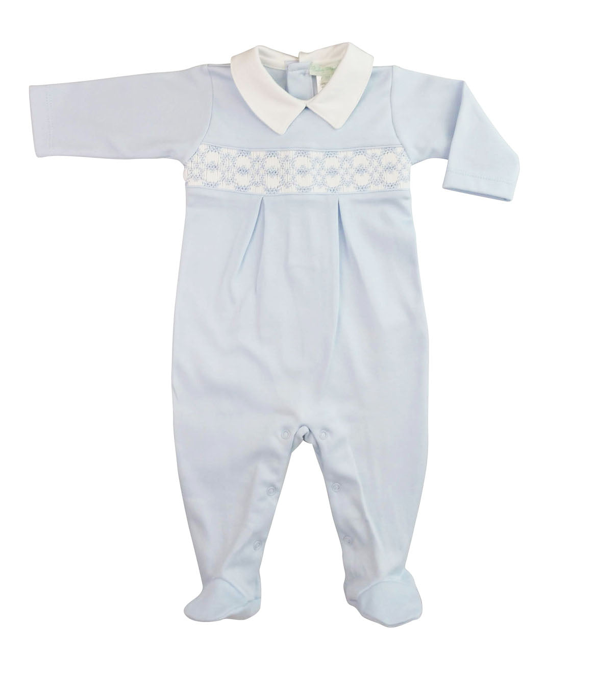 Baby Boy's Blue hand smocked Footie - Little Threads Inc Childrens product image