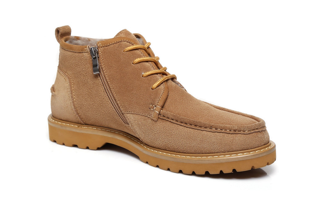 AS Lace Up Men Ugg Boots with Side Zip 