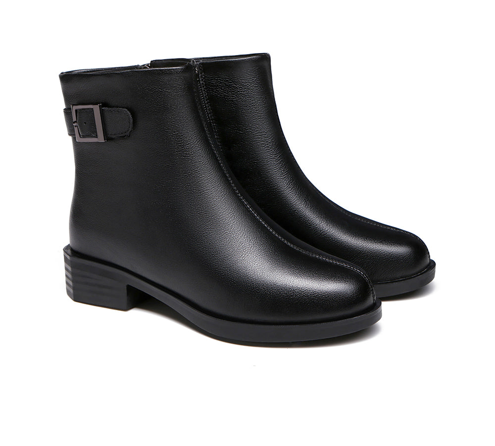 TA Women Leather Boots Ivana Buckled Chelsea Black Boots | UGG EXPRESS