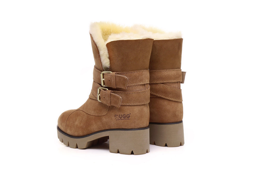 ugg buckle strap chestnut boots