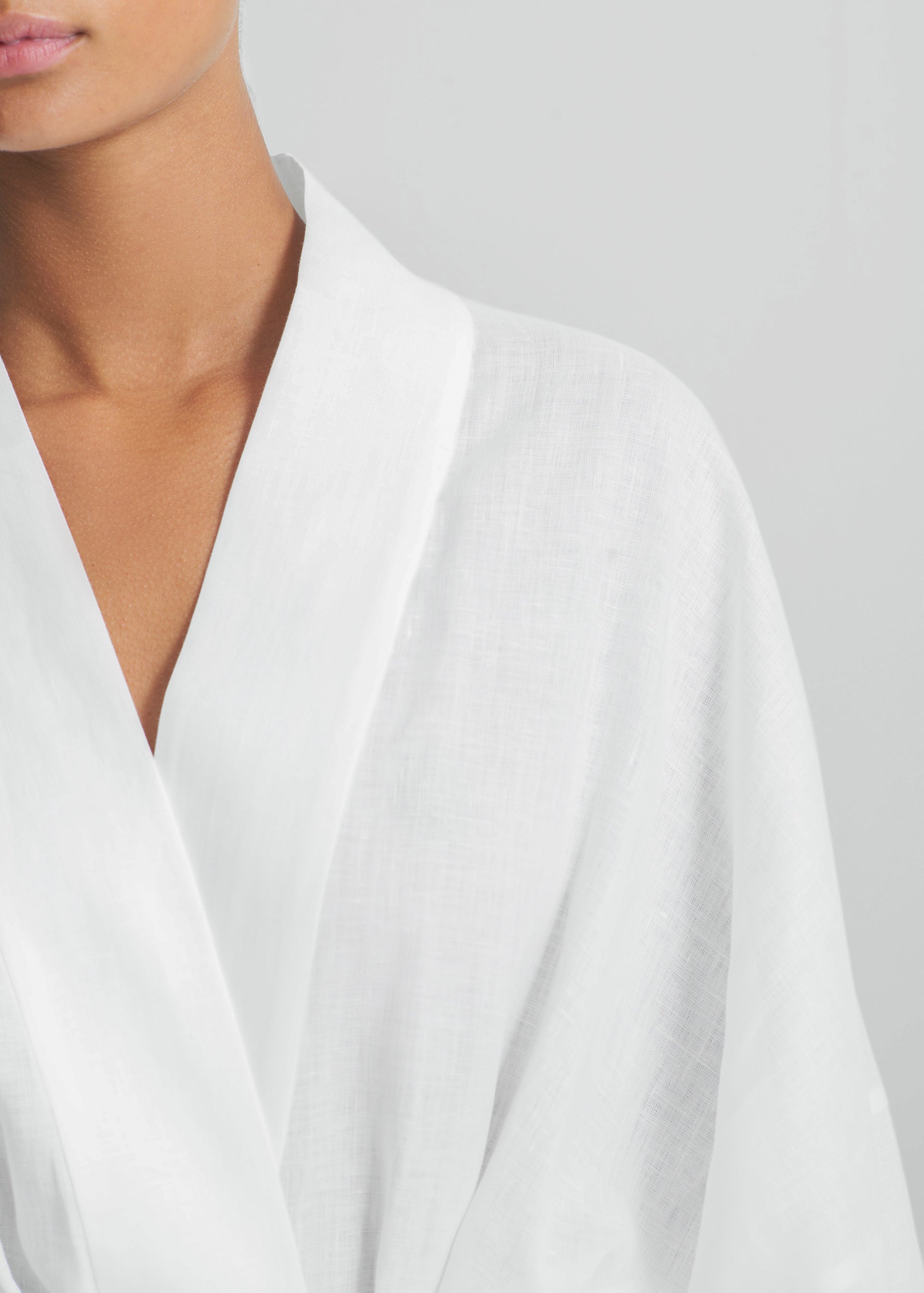 Athens White Linen Robe | White Organic Linen Long Robe