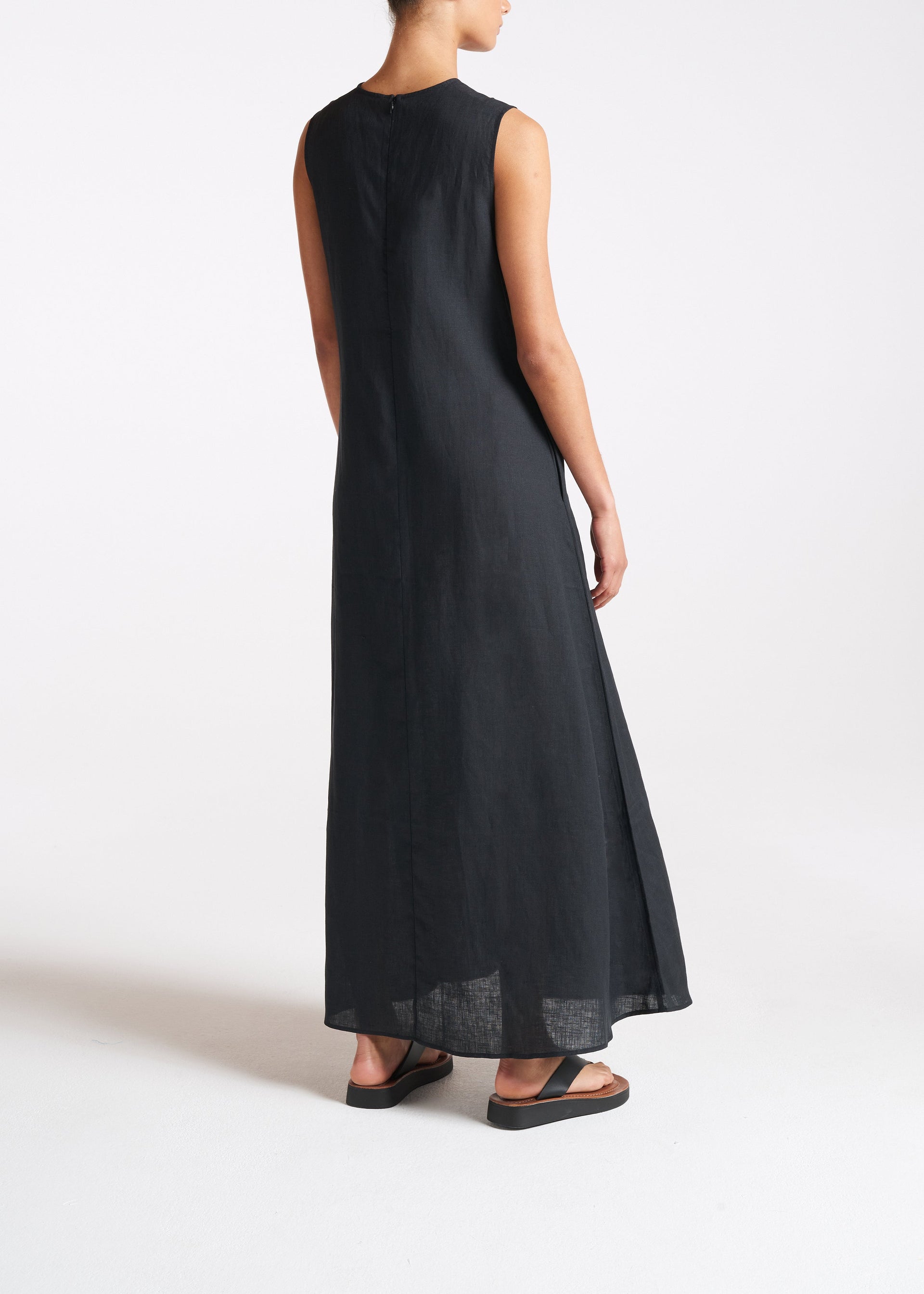 Tallin Black Linen Maxi Dress | Black Linen Long Maxi Dress