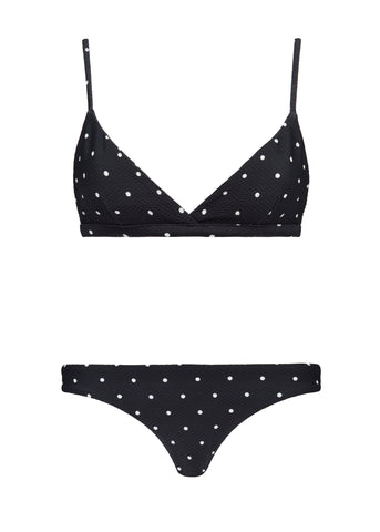 JET BLACK POLKA DOT TRIANGLE SET