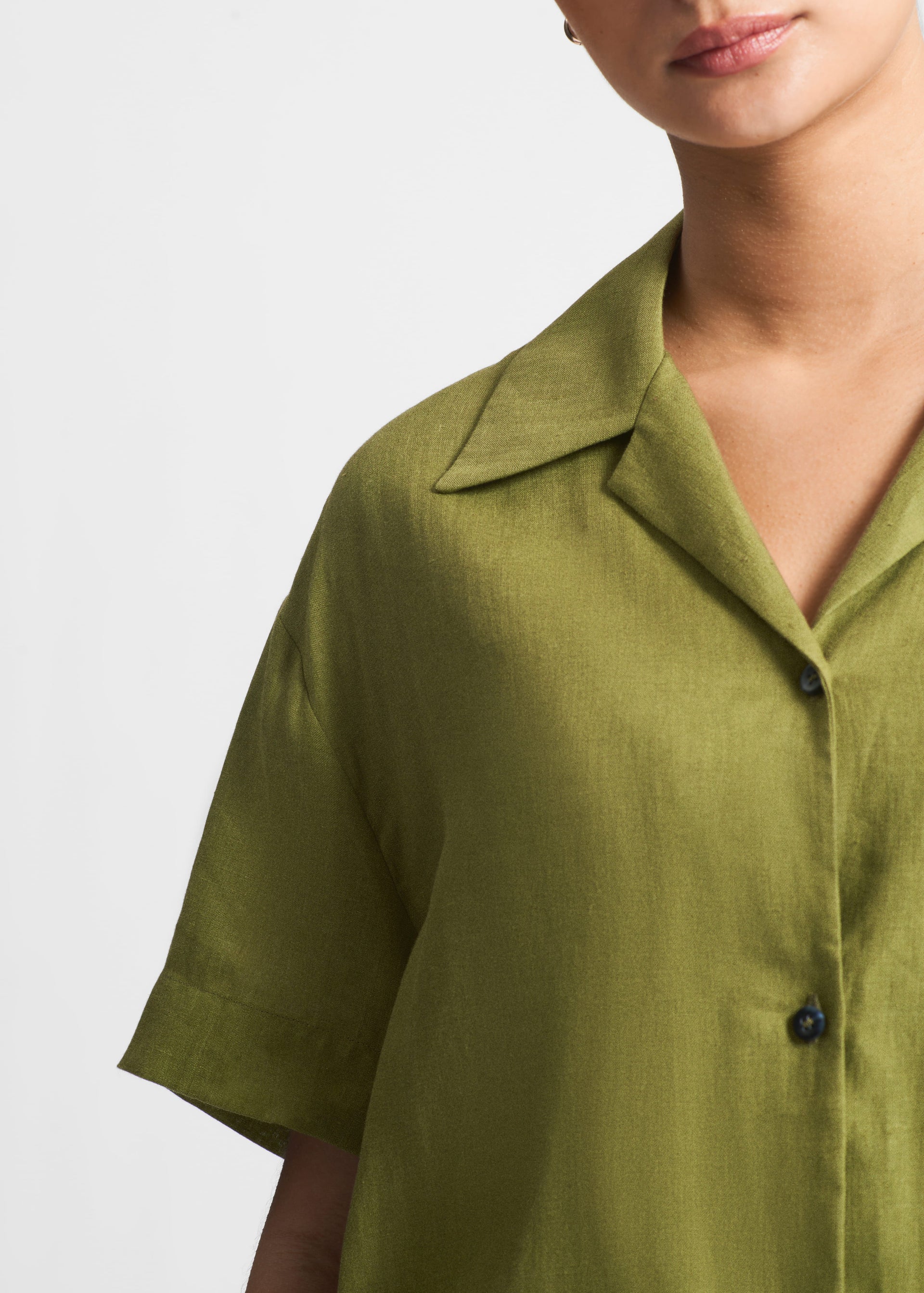 Prague Matcha Green Organic Linen Shirt