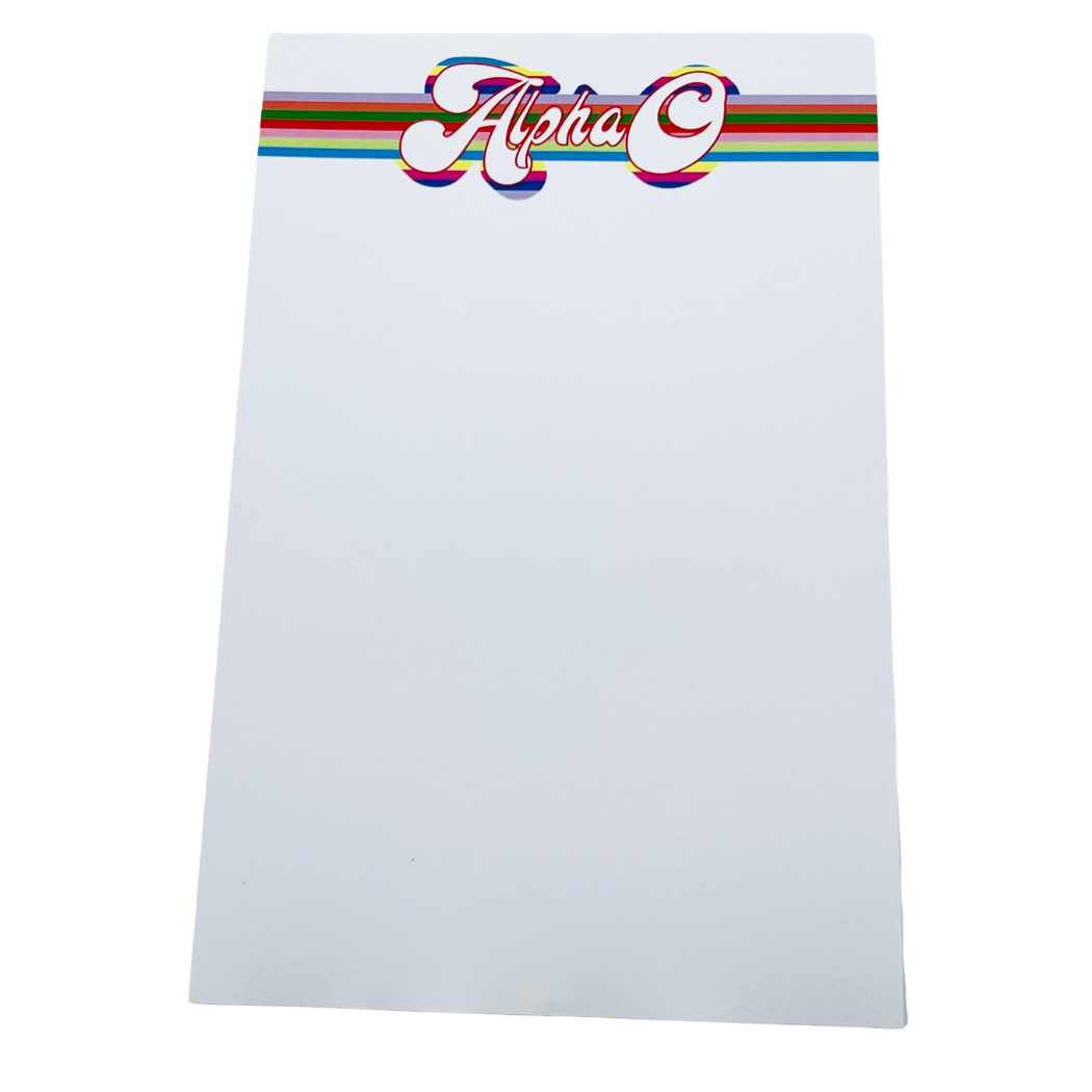 Alpha O - Sorority Notepad - Retro Stripe Design