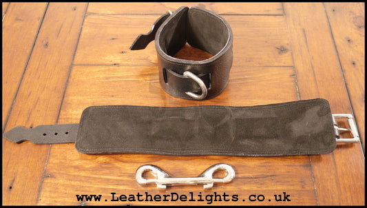 Black Wrist & Ankle Cuffs with Sheepskin Lining – Leather Delights
