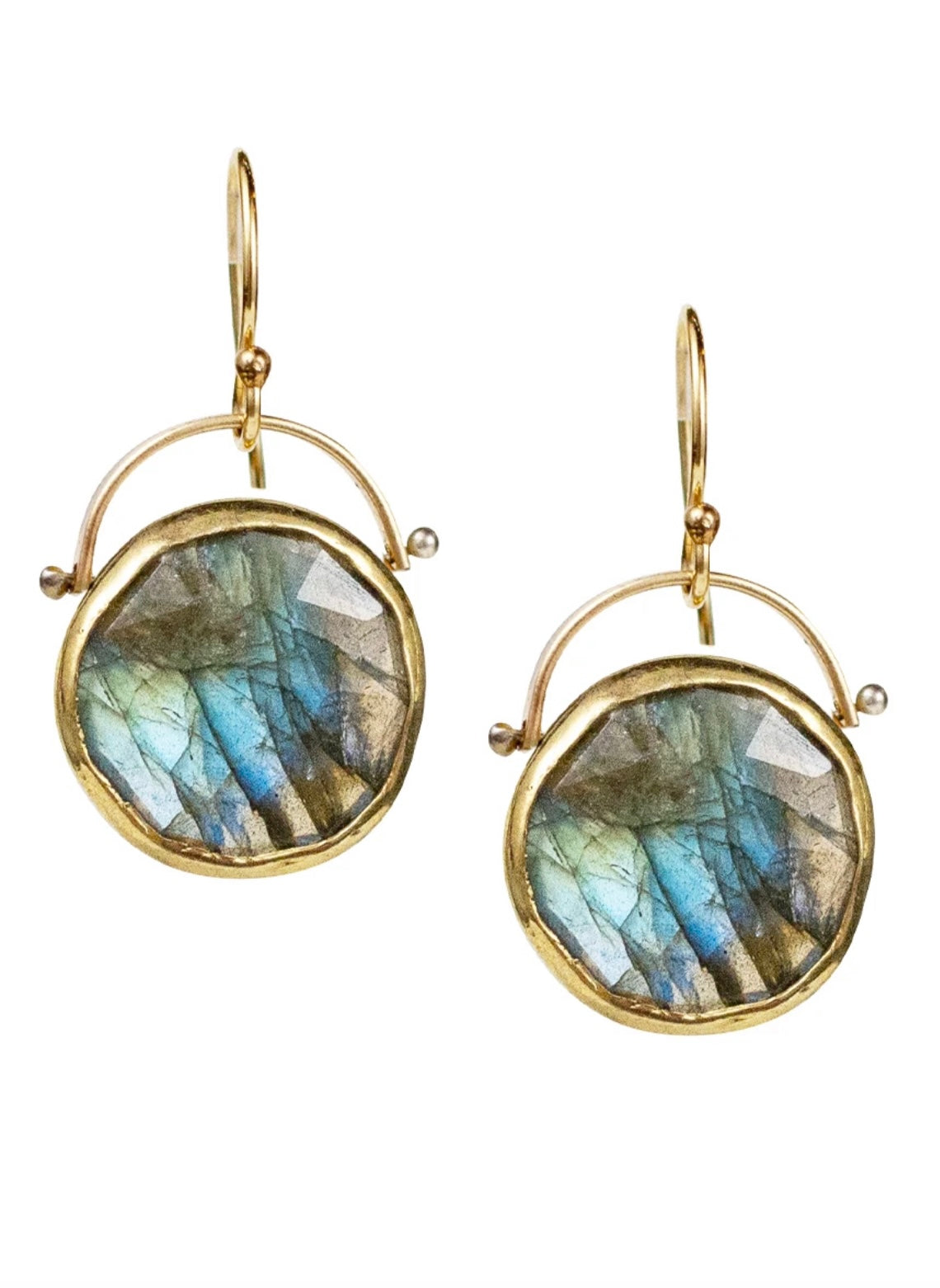 Coin Labradorite Earrings