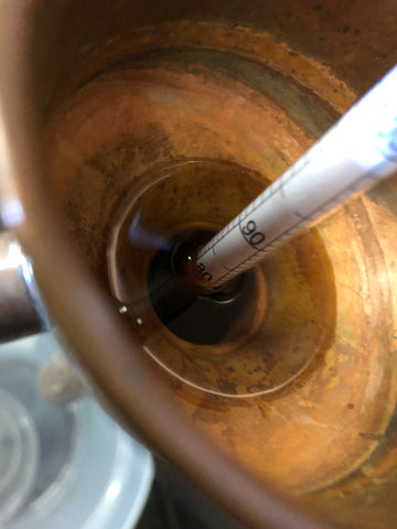 Hydrometer on pot still