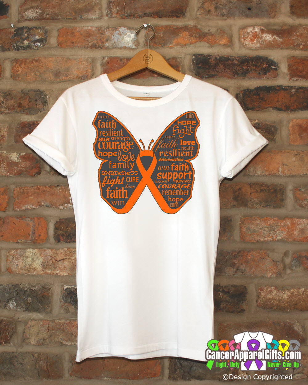 Leukemia Butterfly Collage of Words Shirts