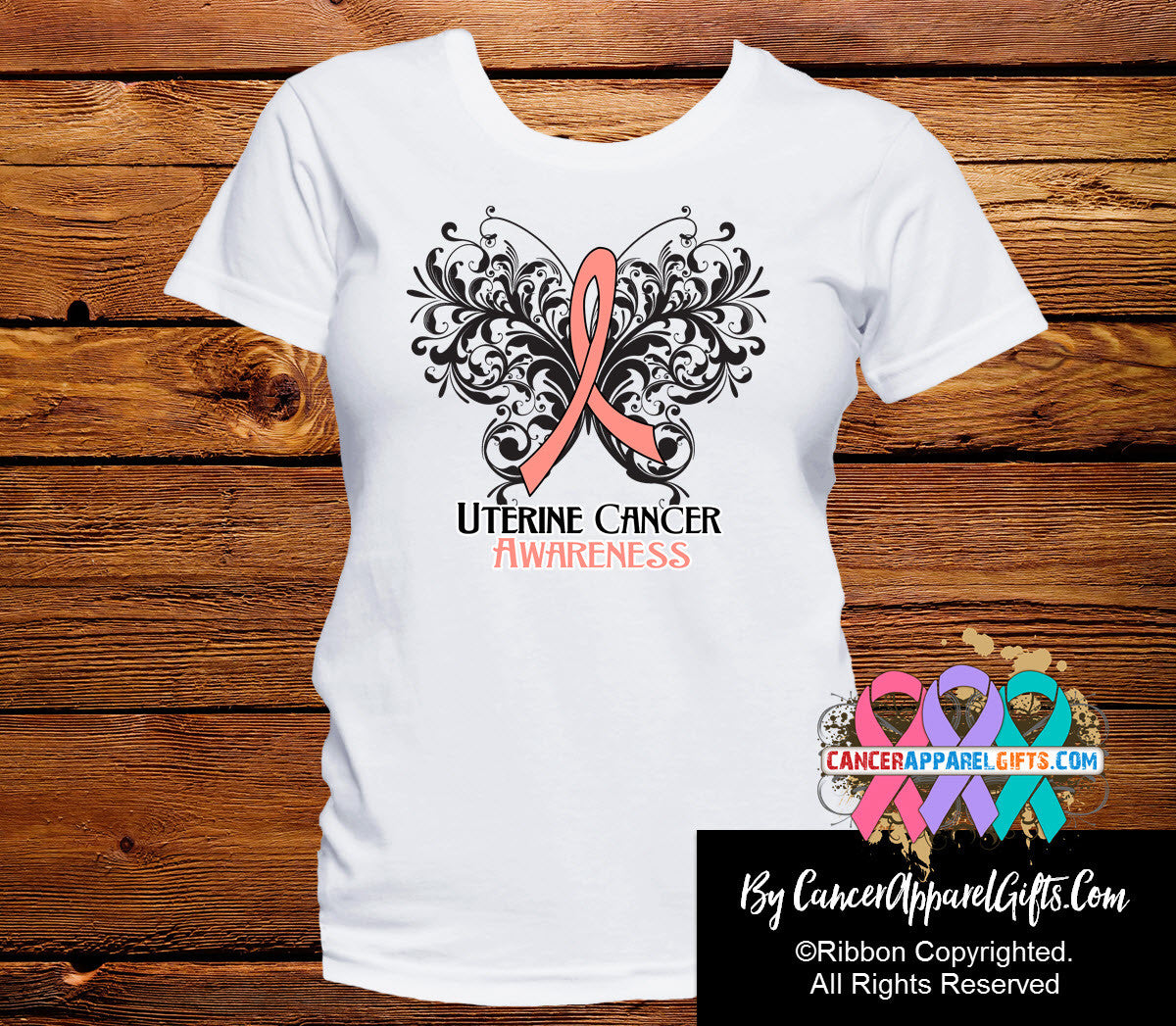 Uterine Cancer Butterfly Ribbon Shirts | Cancer Apparel Gifts at Shopify