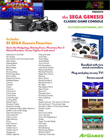 sega genesis 81 built in games