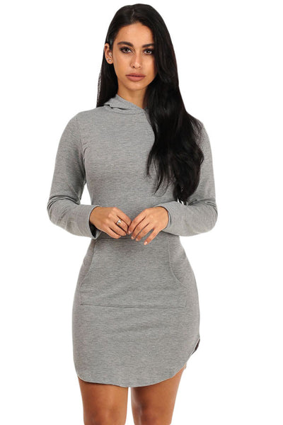 Grey Hoodie Mini Dress - Front Pocket – Jahnell's Closet
