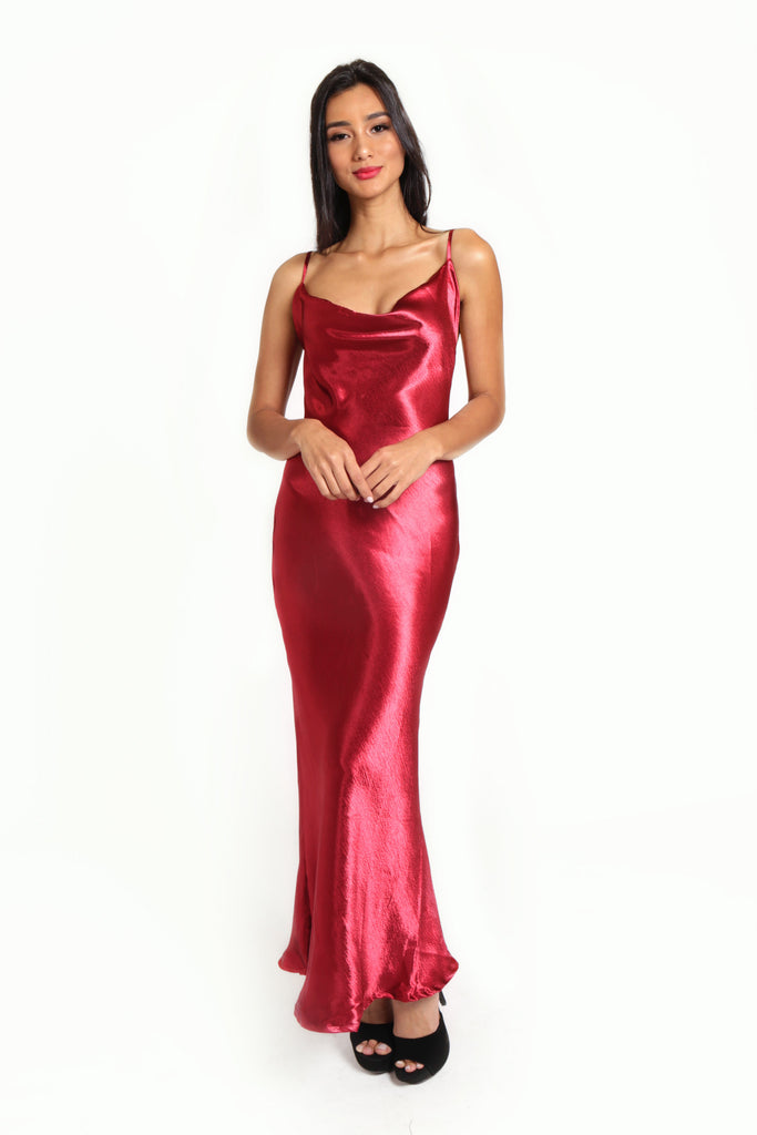 Poinsettia Passion Maxi Slip Dress Red 