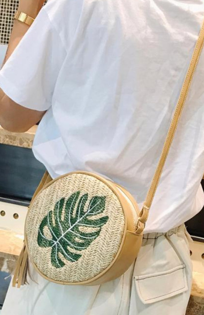 palm leaf beach bag