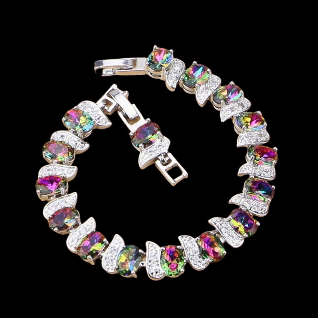 Sterling Silver Mystic Topaz Cubic Zirconia Bracelet