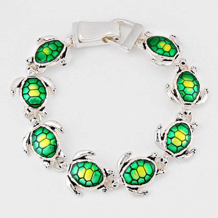 Turtle Silver Enamel Bracelet