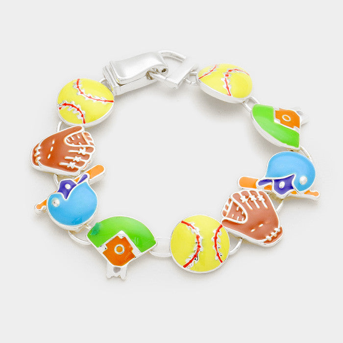 Softball Enamel Bracelet