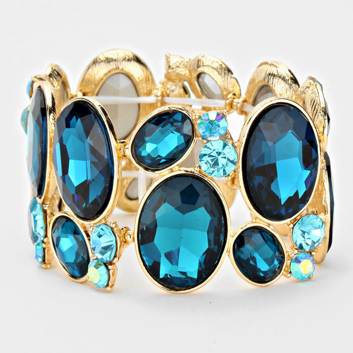 Indicolite Blue Crystal Statement Bracelet